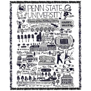 afghan Julia Gash illustrated Penn State University scenes and phrases